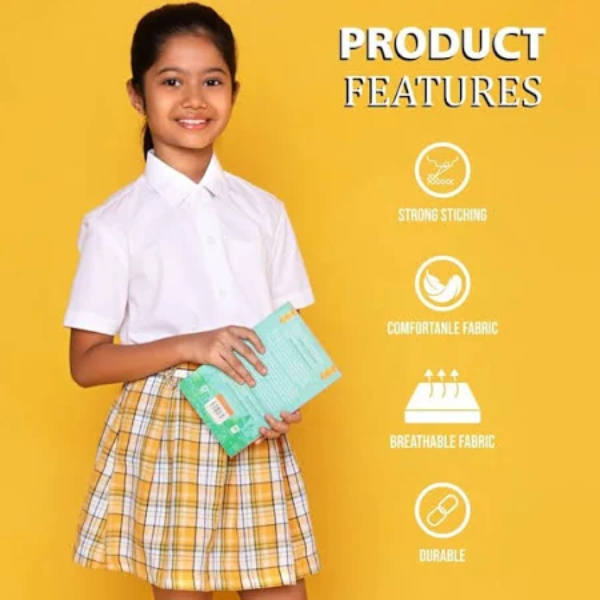 Children Nusyl Girl’s White School Uniform Half Sleeve Shirt