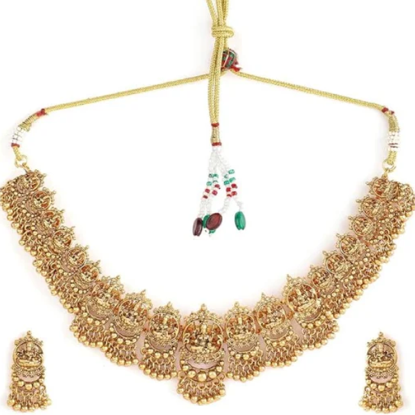 Goddess Lakshmi Motif Handcrafted Traditional Temple Jewellery Set